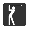 Outline of a person about to make a golf swing.